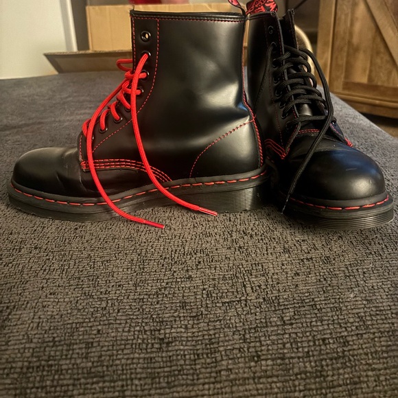 Dr. Martens Shoes - Dr. Martens Black Boots with Red Accents